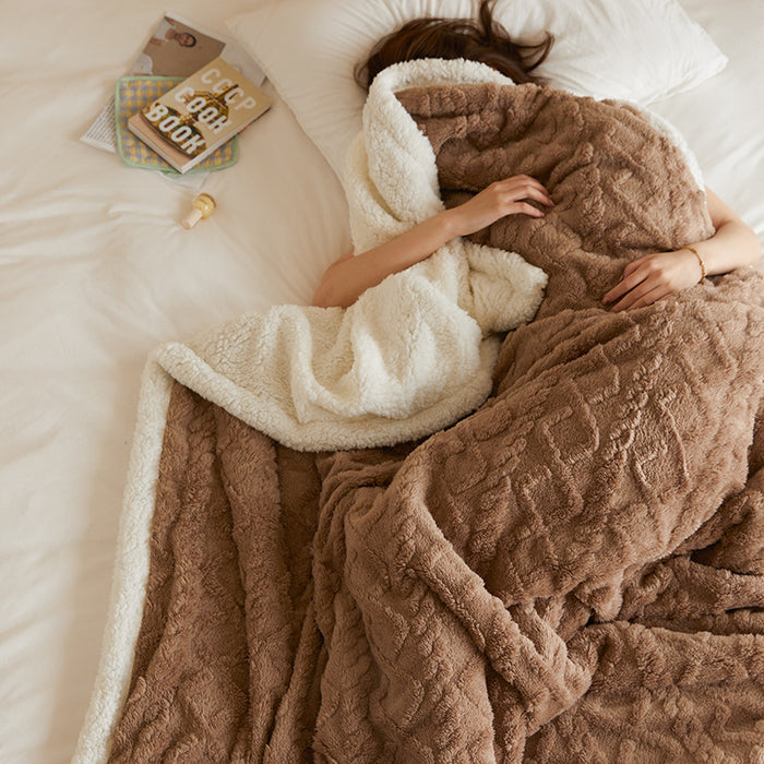 Heat Hollow Tufted Faux Rabbit Fur Throw with Fluffy Fleece Back