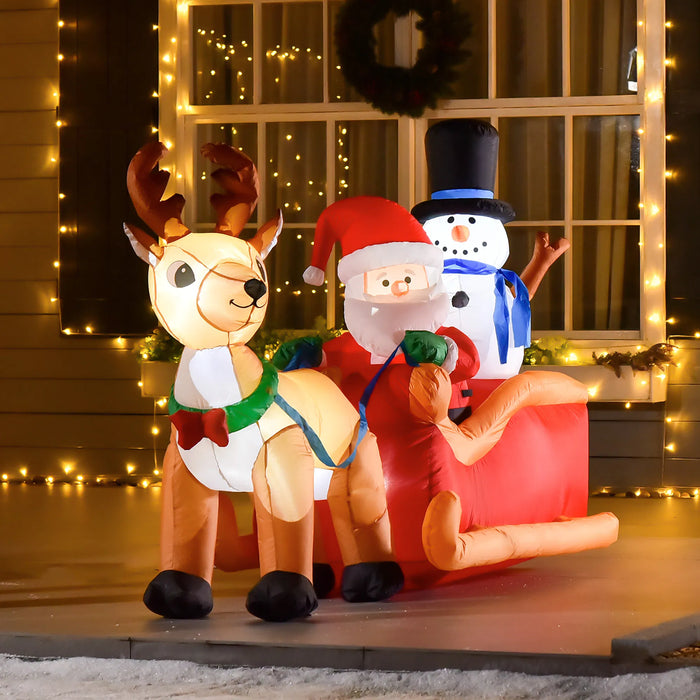 Heat Hollow Inflatable Santa, Reindeer and Snowman on a Sleigh