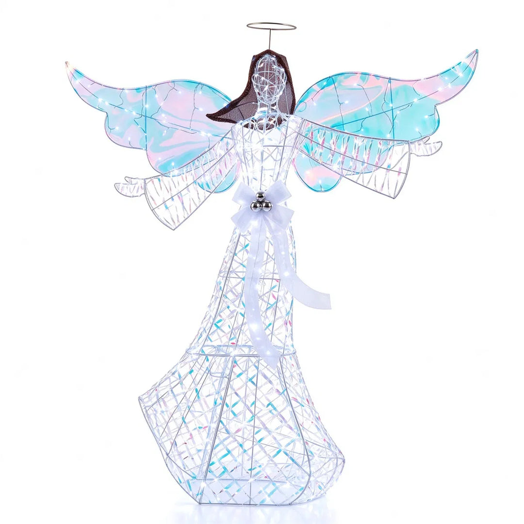 Lit Christmas angel with iridescent wings