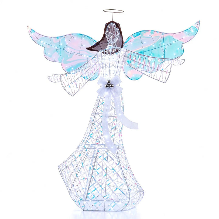Lit Christmas angel with iridescent wings