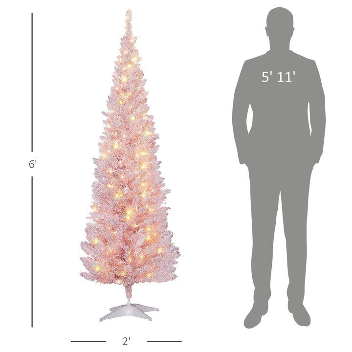 Pink pencil tree with soft warm lights