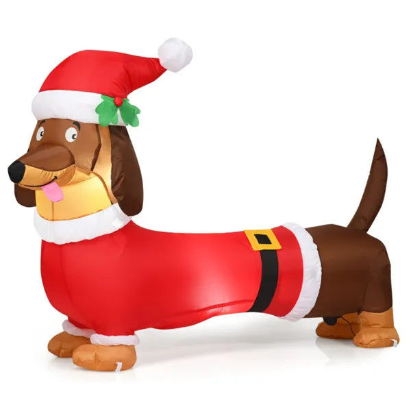 Heat Hollow 5ft Inflatable Dachshund in a Santa Outfit