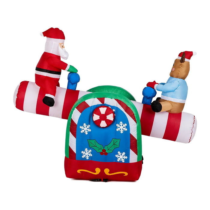 Heat Hollow Inflatable Christmas Seesaw with Santa and Reindeer