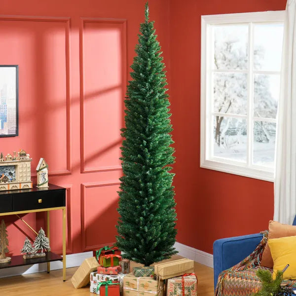 Heat Hollow Tall Slim Pencil Christmas Tree, 8ft Unlit