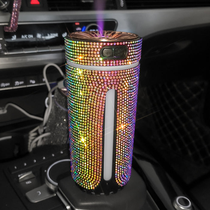 Heat Hollow Rhinestone car diffuser with colour mood light