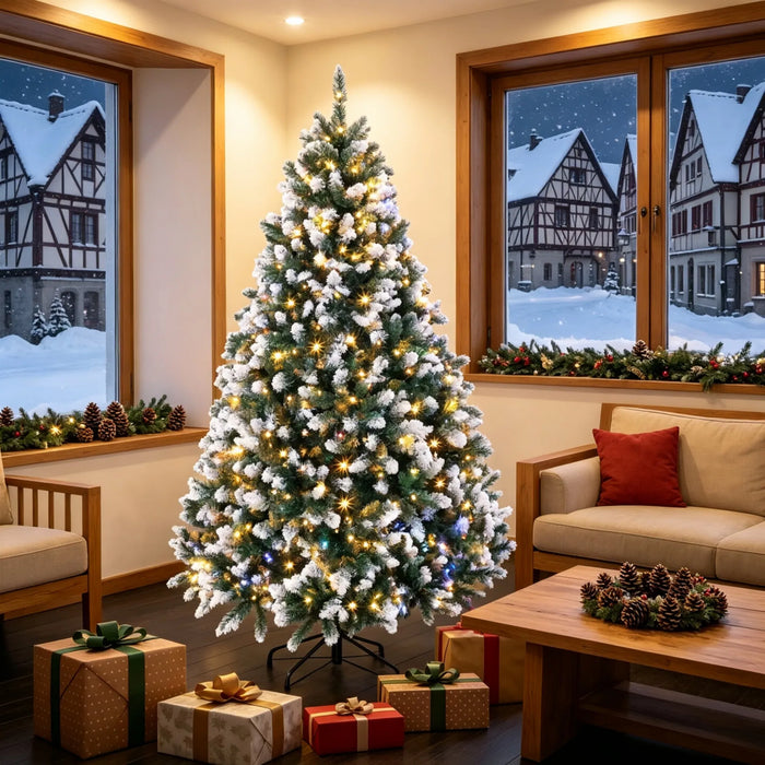 Heat Hollow Snow-Tipped Christmas Tree with 350 LEDs and Remote, 6ft