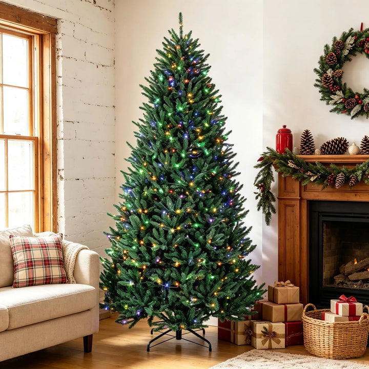 Large full Christmas tree lit warm white