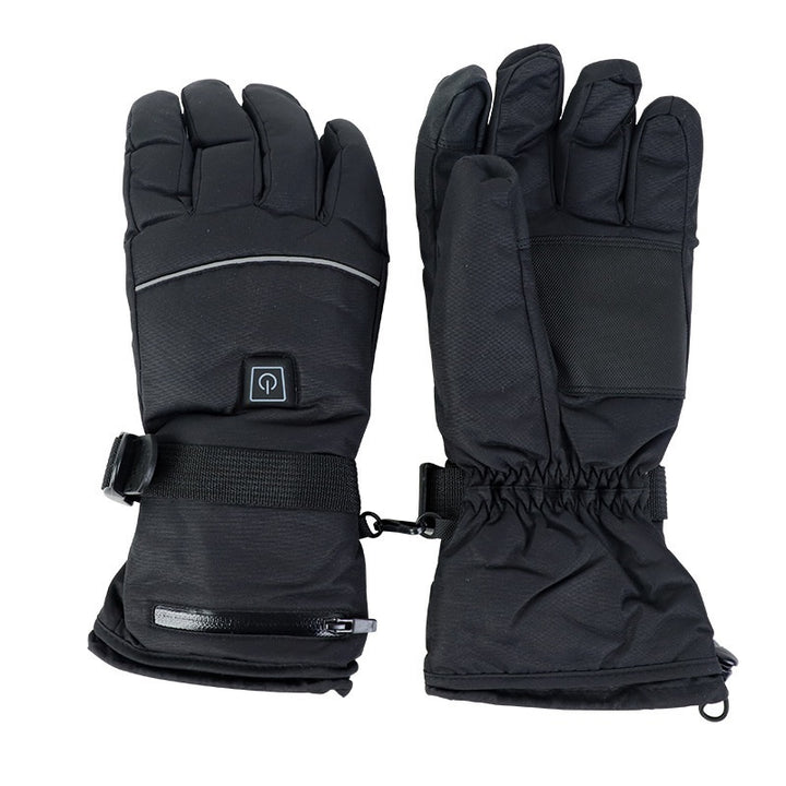Black heated waterproof gloves with battery