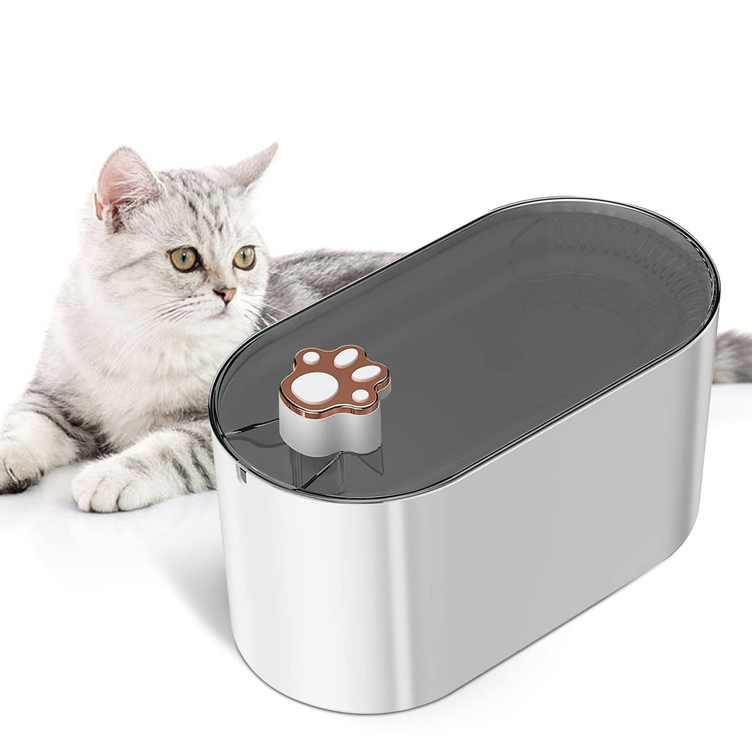 White pet water fountain with running water