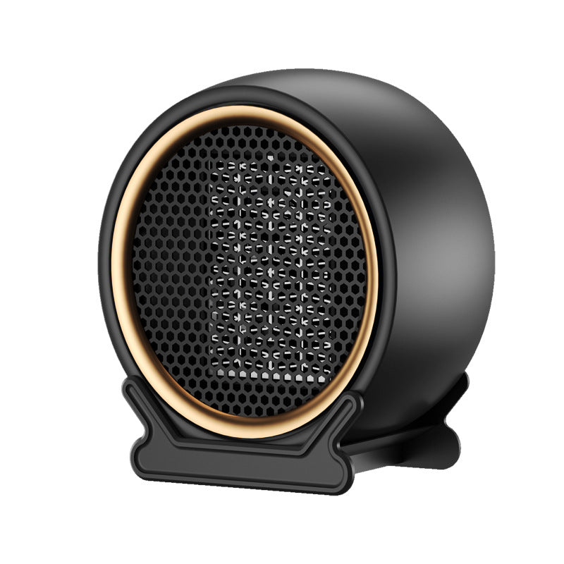 Compact round black ceramic fan heater
