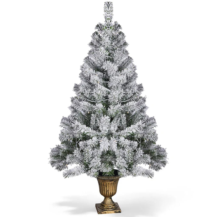 Heat Hollow Flocked Christmas Tree in Decorative Pot, 120 Lights
