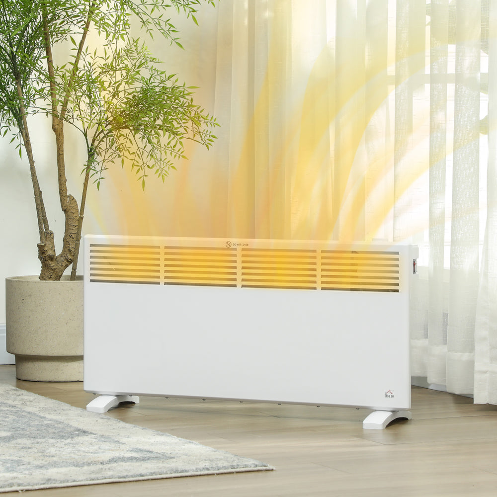 white freestanding convector heater with top dial
