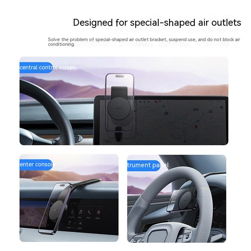 Magnetic phone mount with bendable arm on dashboard