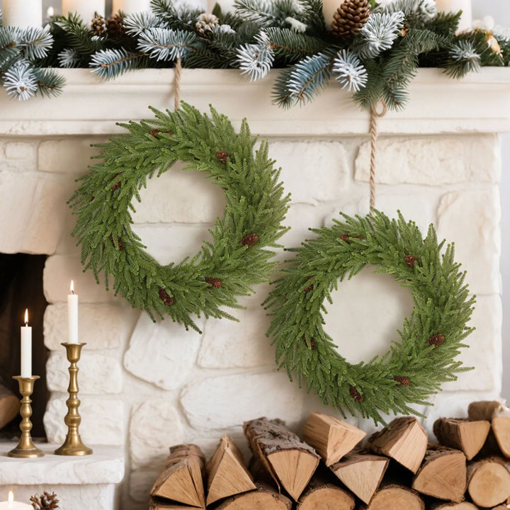 Norfolk pine wreath with pine cones