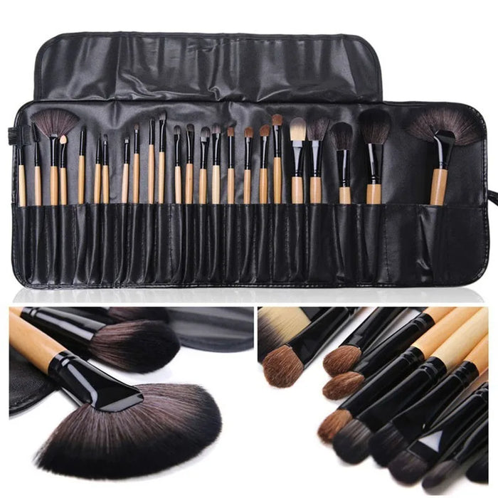 Heat Hollow 24-piece makeup brush set with roll-up pouch