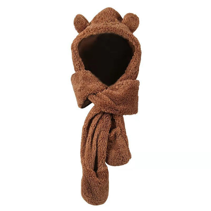 Heat Hollow 3-in-1 Teddy Hood with Bear Ears, Scarf and Mitten Pockets