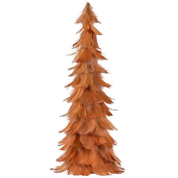 Rust orange feather cone tree decoration