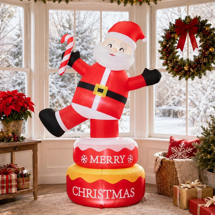 Inflatable standing Santa rotating in garden