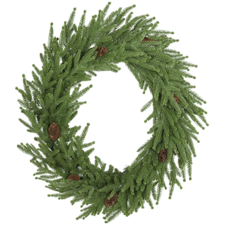 Norfolk pine wreath with pine cones