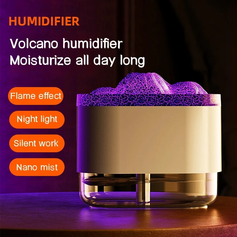 USB Volcano Air Humidifier 300ml, Ultrasonic Mist Maker With LED