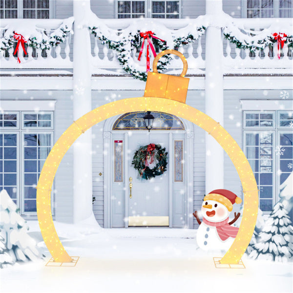 Lit Christmas archway with bauble shapes