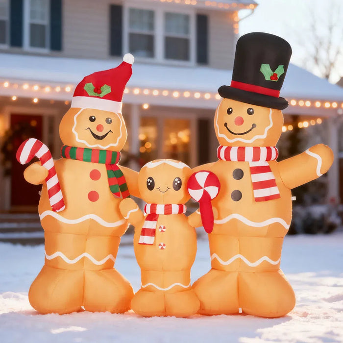 Heat Hollow 6ft Inflatable Gingerbread Family of Three