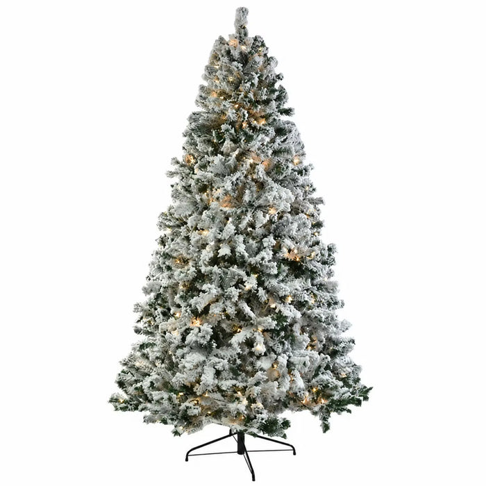 Heat Hollow Pre-Lit Flocked Christmas Tree, Warm or Cool White