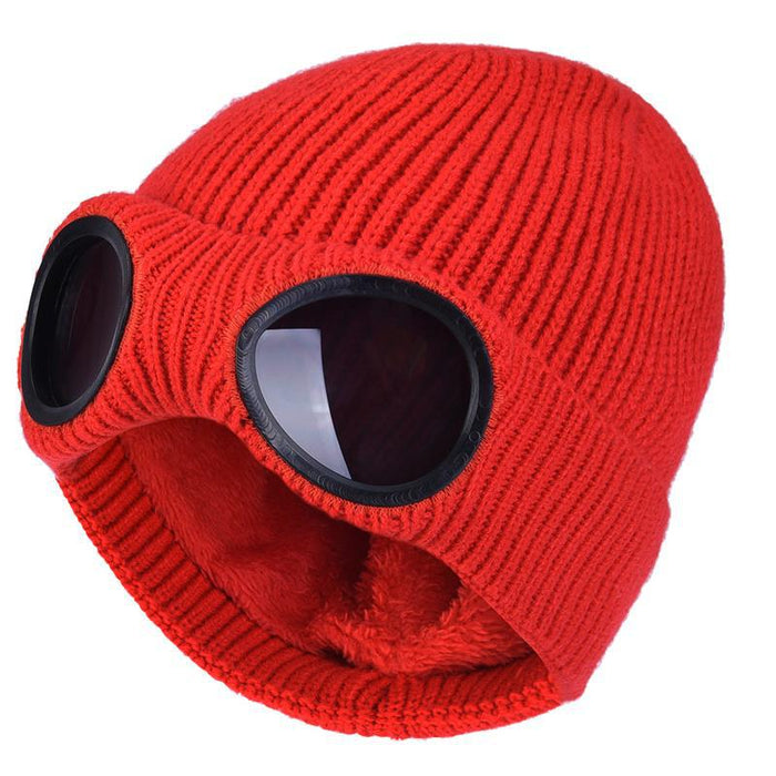 Heat Hollow Fleece Lined Beanie with Flip Up Goggles