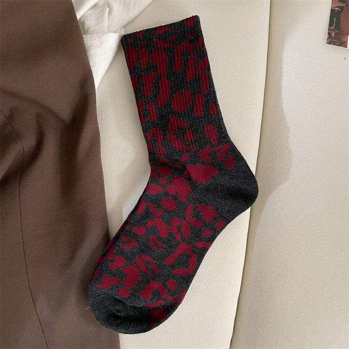 Heat Hollow Women's Leopard Print Cotton Crew Socks