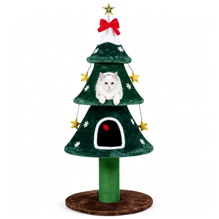 Heat Hollow Christmas Tree Cat Tower with Sisal Post, 137cm