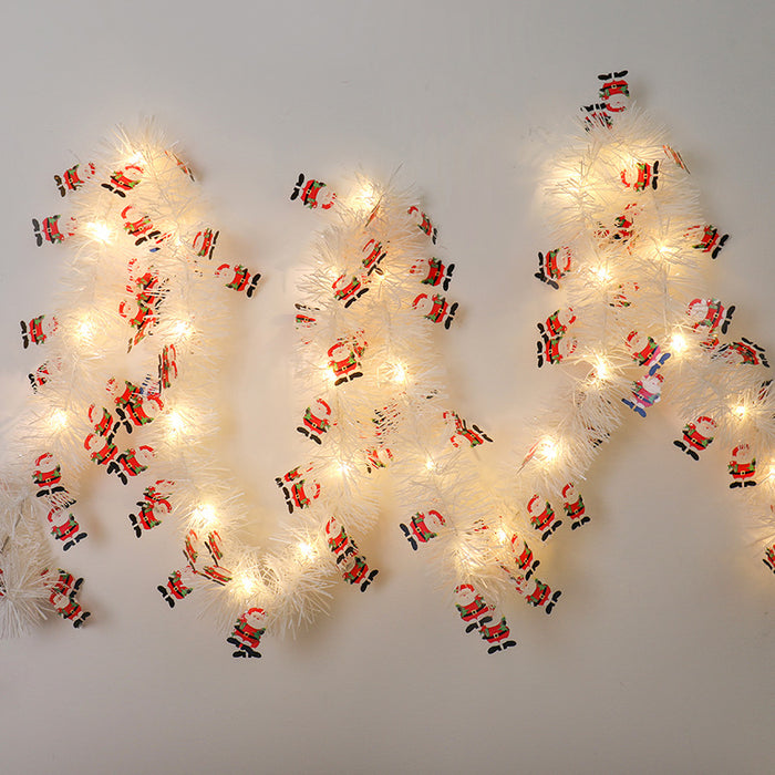 Heat Hollow Christmas Tinsel Garland with Battery LED Lights