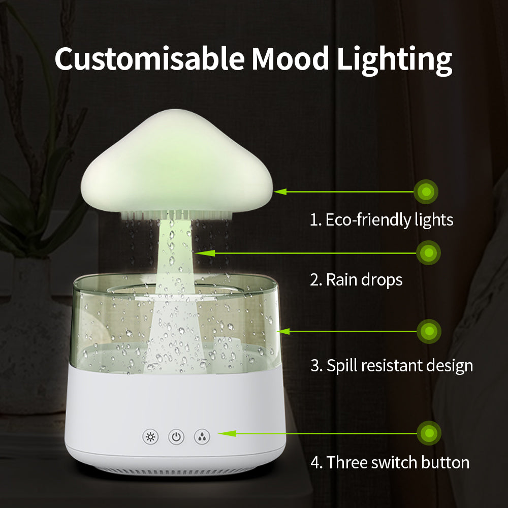 2 In 1 Rain Cloud Desk Humidifier With Mushroom Night Light