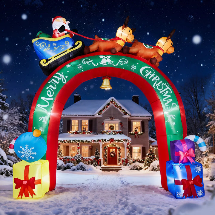 Inflatable Christmas archway with Santa sleigh