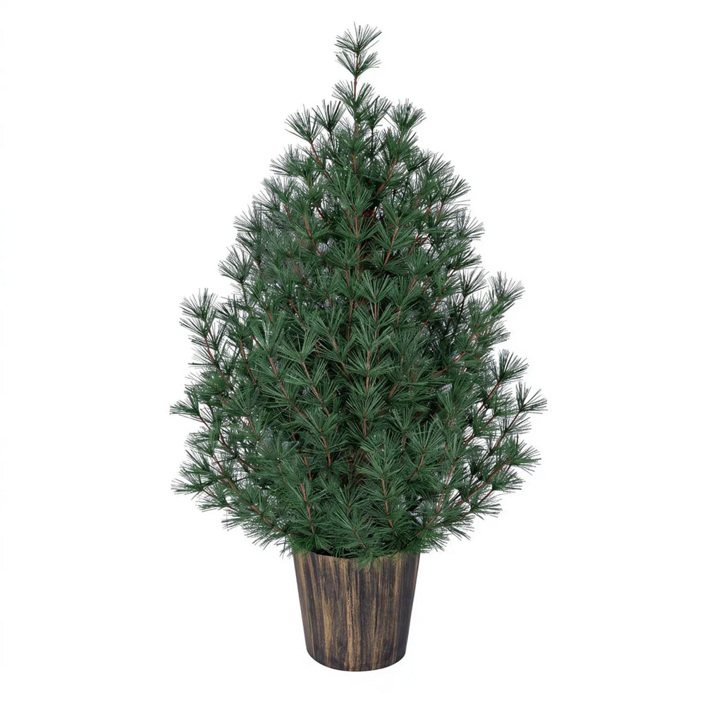 Small Christmas tree in vintage gold pot