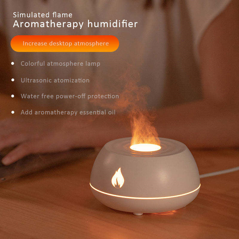 Flame Humidifier With 7 Colour Light And Removable Spray Nozzle