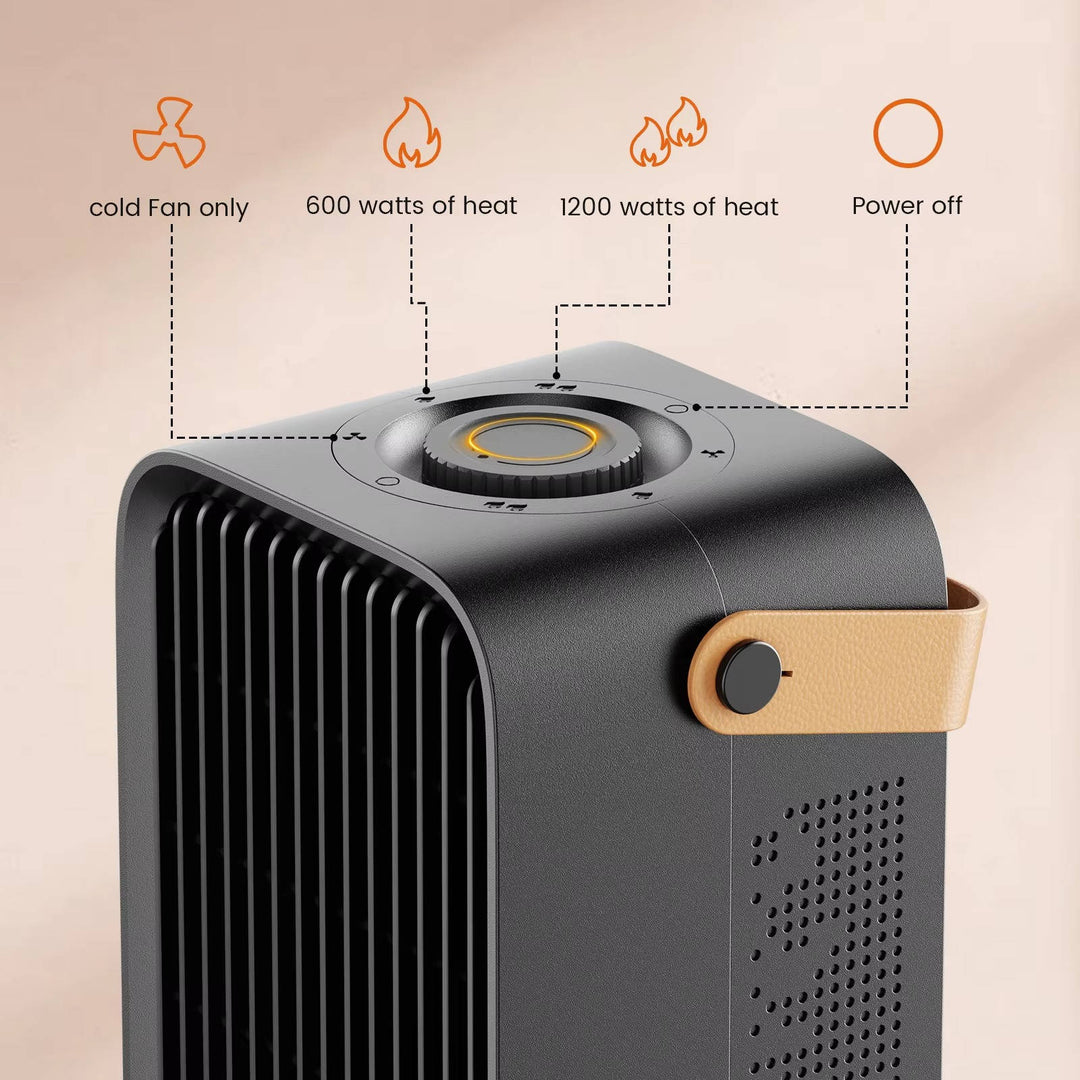 Heat Hollow™ 1200W Ceramic Desk Heater with 2-Second Heat-Up and Fan Mode