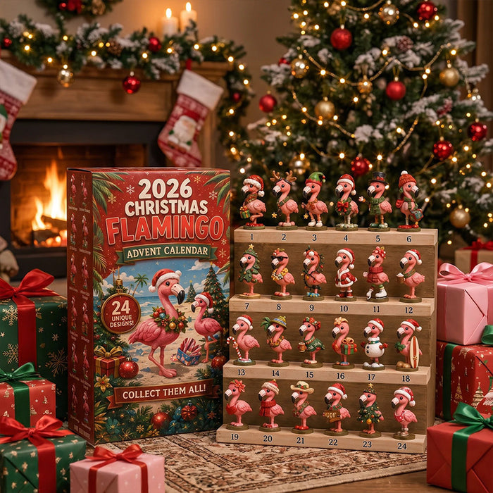Heat Hollow Flamingo advent calendar with 24 festive figures