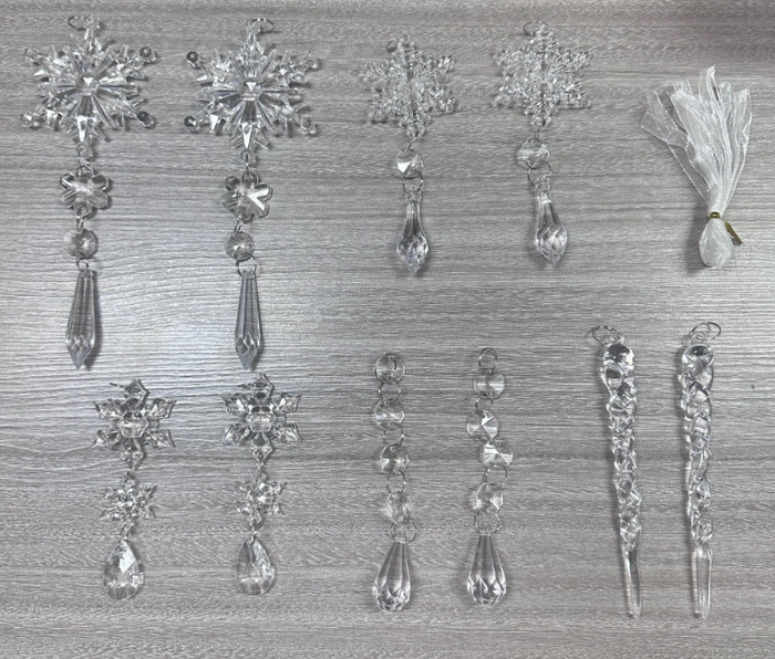 Heat Hollow Acrylic Icicle Christmas Decorations, Set of 10