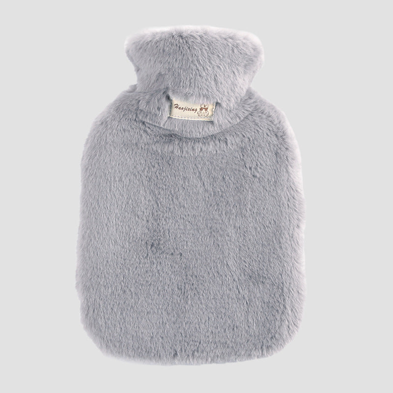 Fluffy Hot Water Bottle With Soft Rabbit Fur Style Cover