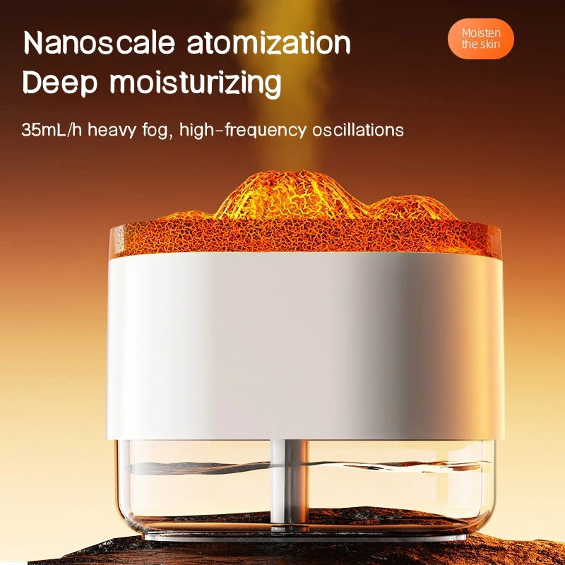 USB Volcano Air Humidifier 300ml, Ultrasonic Mist Maker With LED