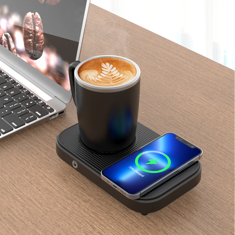 Black cup warmer cooler with wireless charger