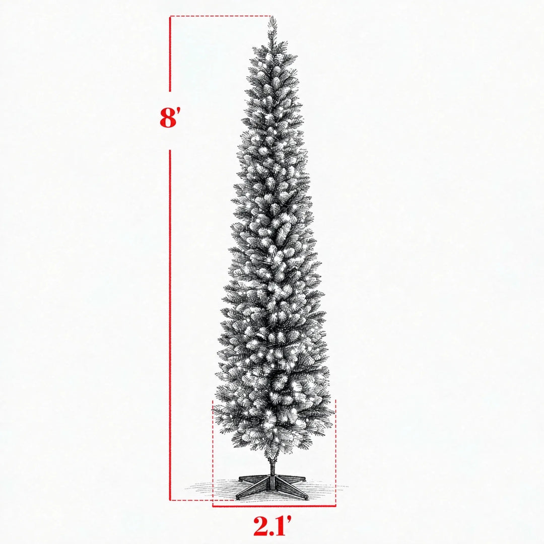 Tall frosted pencil tree with remote
