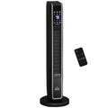 black oscillating tower fan heater with remote