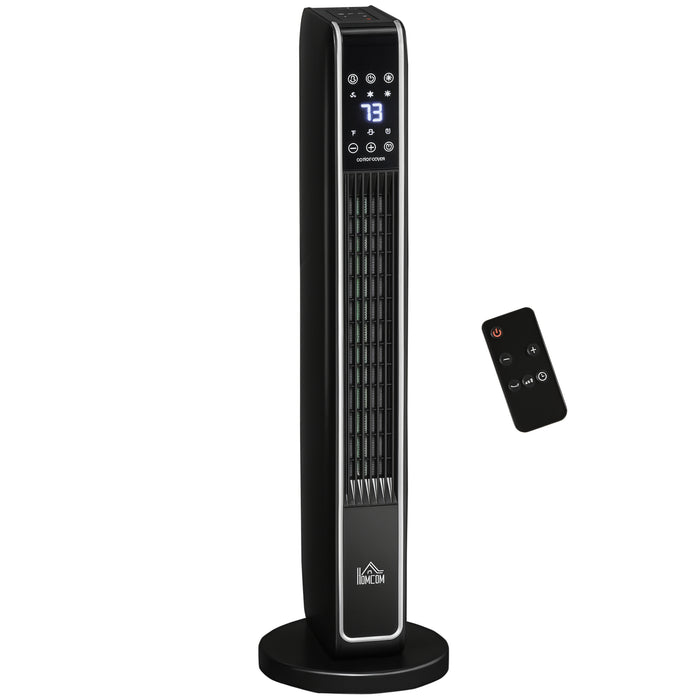 Heat Hollow Black Tower Heater 1500W with Wide Oscillation and Fan Mode