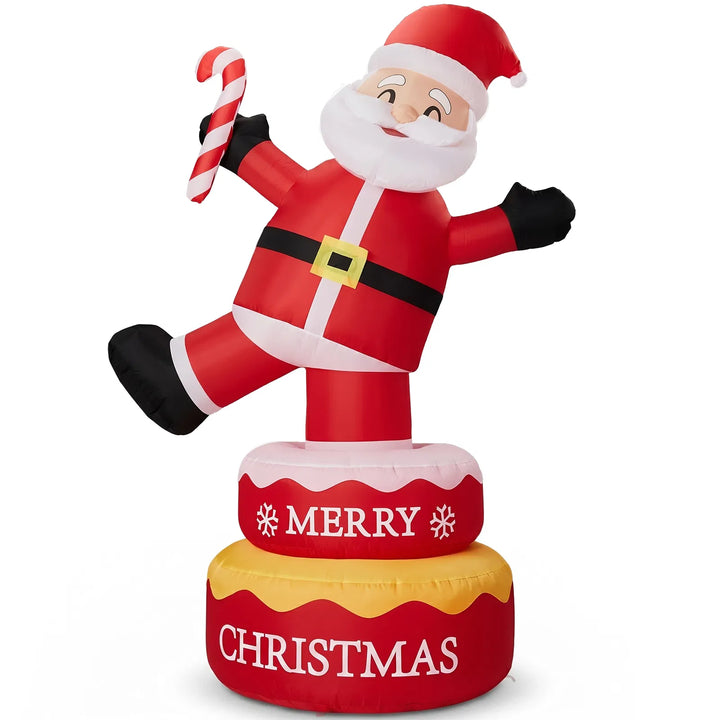 Inflatable standing Santa rotating in garden
