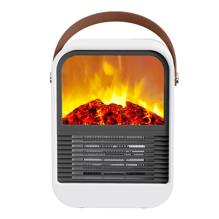 Heat Hollow Portable Flame Effect Fan Heater with Leather Handle