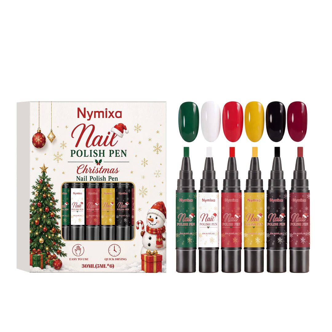 Six Christmas colour nail polish pens