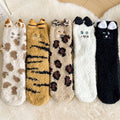Fluffy cat socks with 3D ears and tail