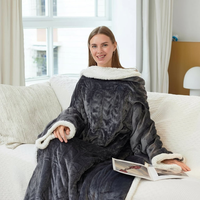 Heat Hollow™ Heated Wearable Blanket with Sleeves and Foot Pocket
