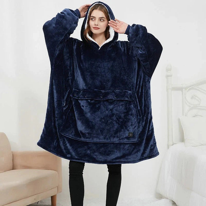 Heat Hollow™ USB Heated Blanket Hoodie in Soft Oversized Flannel
